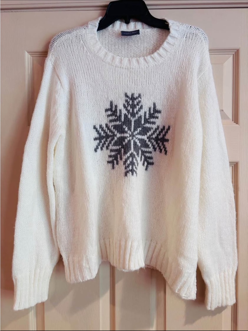 Wooden Ships Ivory Crewneck Sweater with Gray Snowflake